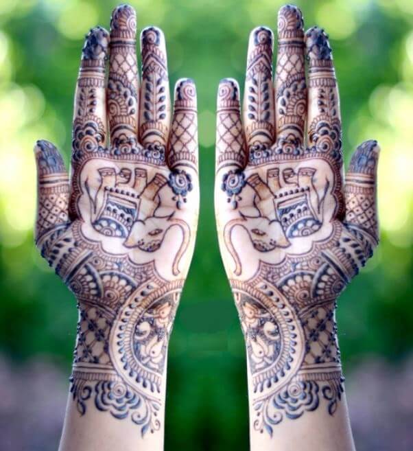 Elephant-Inspired Arabic Mehndi Pattern